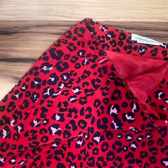 LOVERS + FRIENDS Red Sahara Cheetah Print Lena A Line Mini Skirt Size M Ruffle - Picture 5 of 6